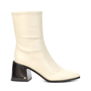 NEW IN ORIG. BOX SAM EDELMAN WELLS MODERN IVORY LEATHER BLOCK HEEL BOOTIES (10)